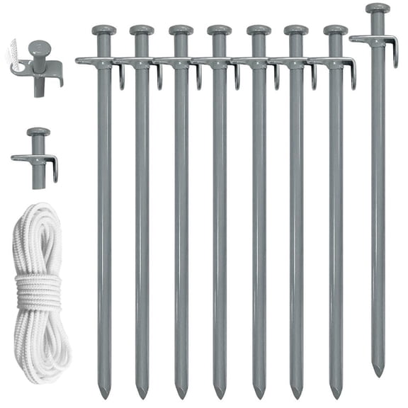 Eurmax 11.8" Gun-Shaped Steel Tent Stakes - Heavy-Duty Canopy Ground Anchors (Silver,8 Pack)