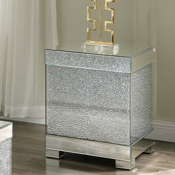ACME Mallika End Table, Faux Round Crystals