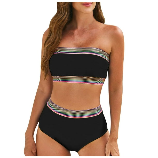 MKLEKYY Trajes De Baño Hombre Natacion Women'S Bikini Sets Trim 2 Piece High Waisted Swimsuit Neck Adjustable Spaghetti Straps Bathing Suit