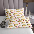 thumbnail image 4 of Ensemble de Couvre-Lit Mexicain Piments Rouges Taco Nachos Burrito, Ensemble de Courtepointe Nourriture Latine Cinco de Mayo avec 2 Taies d'Oreiller, Taille King, Multicolore, 4 of 4