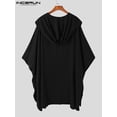 thumbnail image 6 of INCERUN Men Vintage Hooded Cape Solid Color Long Sleeve Kimonos Poncho Cloaks Casual Baggy Coat Cardigan Jackets, 6 of 6