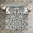 thumbnail image 3 of Ambesonne Ethic Quilted Bedspread Set 3 Pcs, Mandala Black White Art, King Size, Black White, 3 of 3