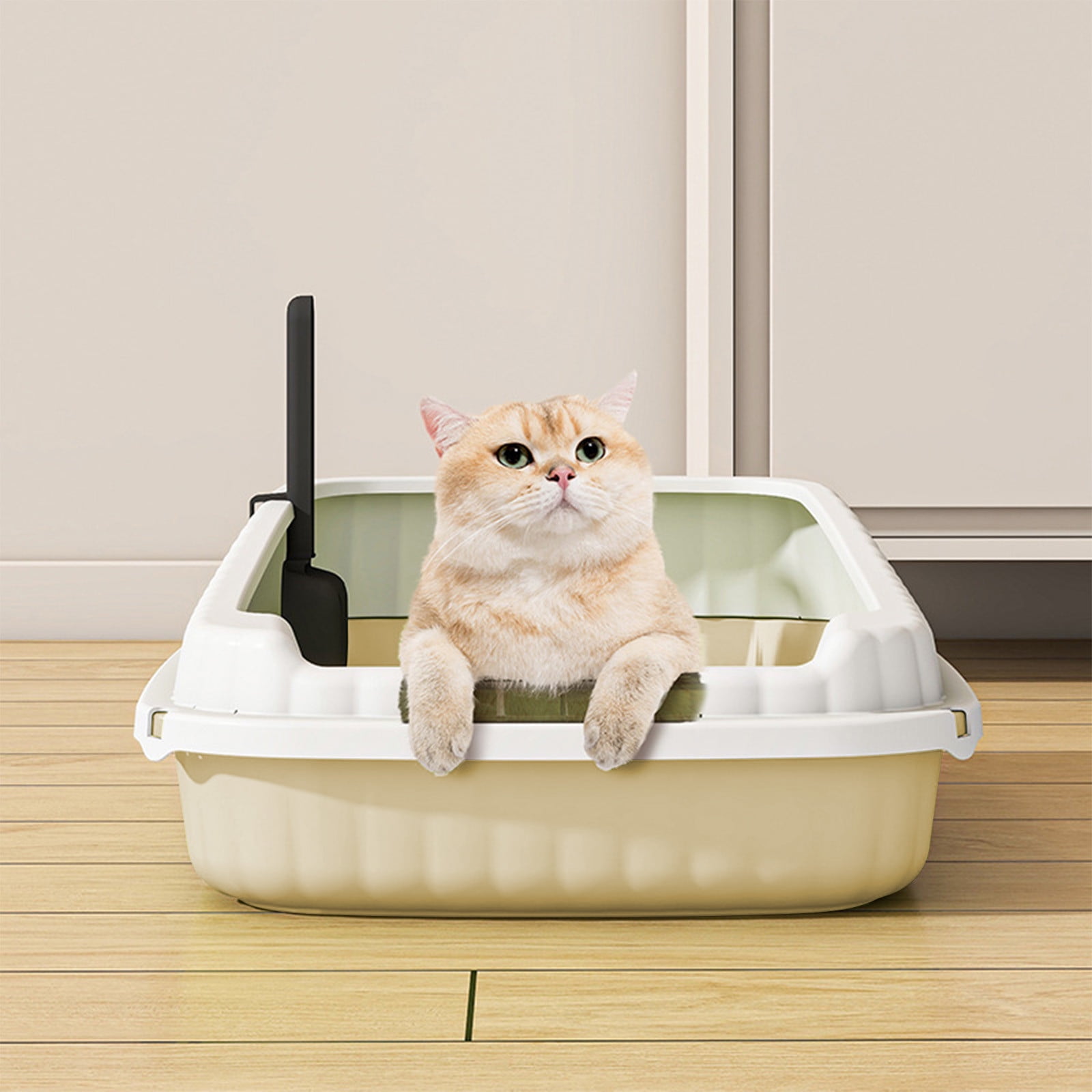 Msgweeeg Kitty Litter Box Cats Litter Boxes High Bar Litter Box with Splashs Provides Ample Space for Cats Includes Shovel for Kittens
