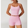 thumbnail image 2 of PISONIC Two Piece Workout Sets For Women Spaghetti Straps Tank Top and High Waist Booty Lifting Shorts Gym Yoga Active Outfits, 2 of 11