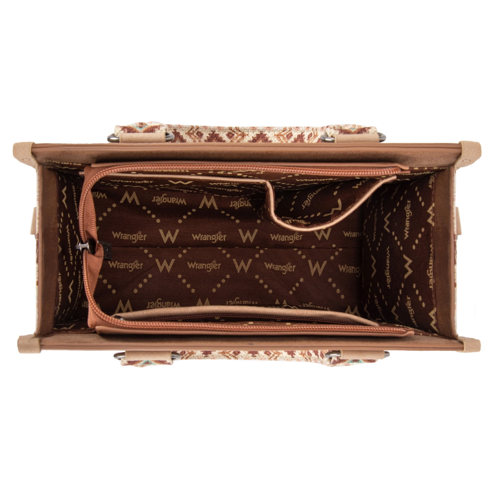 Wrangler Tote Bag for Women Western Retro Purse Top Handle Handbags with Aztec Strap, Brown