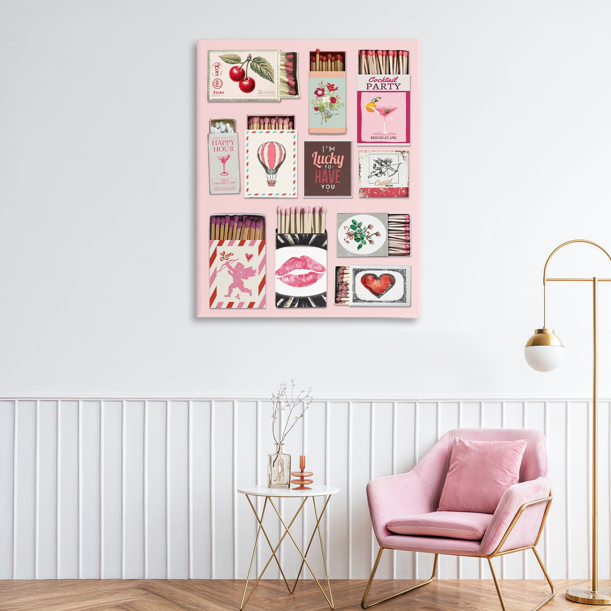 Stupell Industries Vintage Romantic Matchbox Collection Canvas Wall Art, design by CAD Designs