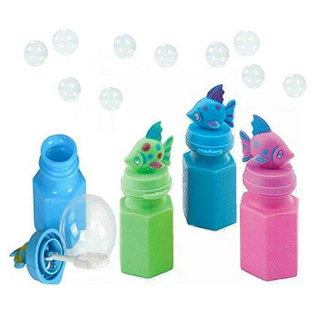 Tropical Bubbles - 12 Children Tropical Fish Bubble Bottles - Pack of 12 Kids Tropical Fish Bottle