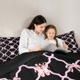 thumbnail image 4 of Erosebridal Pink Bow Knot Dance Ballet Queen Comforter Set 3pcs for Girls Women,Teens Geometric Plaid Bedding Comforter Set,Black Reversible,Lightweight Room Decor, 4 of 6