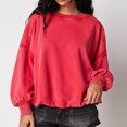 thumbnail image 4 of Vedolay Hoodies for Women Plus Oversized Crew Neck Long Sleeve Pocket Sweatshirts Red,XL, 4 of 5