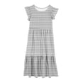 thumbnail image 4 of HOMADLES Short Sleeve Girls Dress Round Neck Solid, Sundress Gray 9-10T, 4 of 5