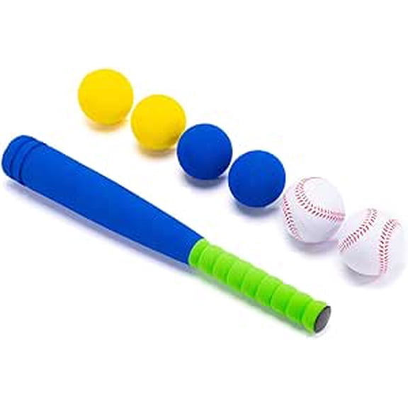 CeleMoon 16.5 Inch [Mini Size] Soft Kids Foam Baseball Bat Toy Set with 6 Balls, Gift for Toddler Age 3 Years Old Indoor Outdoor Sport T Ball Bat Playing Sport Game (Blue)