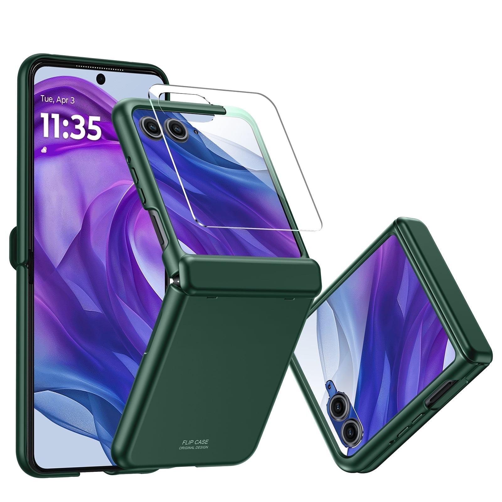 Oupeigar for Motorola Razr 50 2025 Ultra Phone Case,With Hinge Protection,Screen Protector,Full-Body Rugged Anti-Scratch Shockproof Phone Case-Green