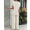 thumbnail image 2 of YNIQUE Spring and Summer Casual Fashion Solid Color Short-Sleeved Trousers Suit, 2 of 7