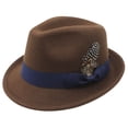 thumbnail image 5 of Wxolcjlv Feather Decor Fedora Hat for Men Green Ribbon Band Wide Brim Headwear, 5 of 5