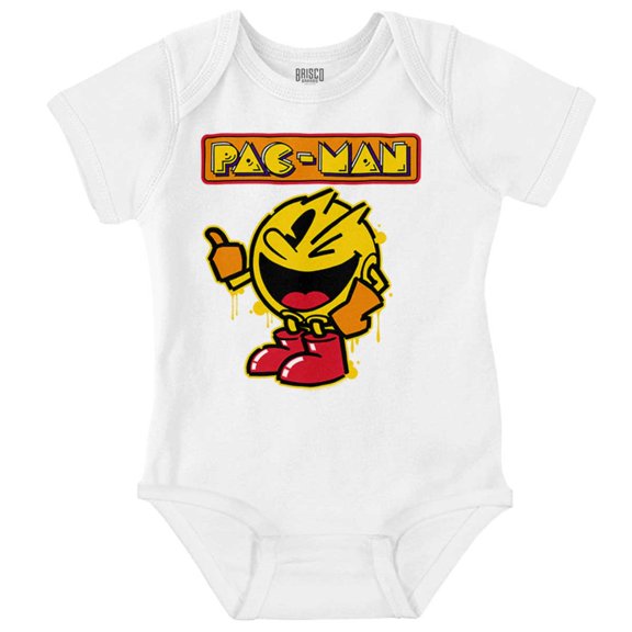Retro PACMAN Video Arcade Game Drip Romper Boys or Girls Infant Baby Brisco Brands NB