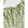 thumbnail image 5 of Pastel Green Ditsy Floral Tie Front Ruched Bust Midi Cami Dress For Women, 5 of 5
