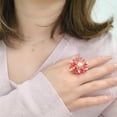 thumbnail image 4 of Cute Shell Pearl Flower Statement Ring for Women Gold Plated Dainty Petal Leaf Floral Wedding Promise Expandable Adjustable Open Wrap Finger Rings Comfort Fit Holiday Jewelry, 4 of 6
