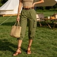 thumbnail image 6 of ClodeEU Women's High Waist Cropped Cargo Pants,Casual Capri Trousers with Pockets Army Green,Women's Plus L, 6 of 7