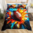 thumbnail image 2 of Housse de Couette Football 3D Format Double 3 Pcs, Ensembles de Literie Décor Graffiti Hippie Art de Rue Coloré pour Enfants Garçons Ados Adultes, Housse de Courtepointe Style Sport Western à Imprimé Rugby avec 2 Taies d'Oreiller (Sans Couette), 2 of 5