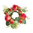 thumbnail image 3 of FashionCha Candle Ring Candleholder Table Centerpiece Candlestick Holder Artificial Flowers Dark Pink, 3 of 9