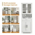 thumbnail image 4 of Ktaxon 67" Tall Bathroom Cabinet with 2 Drawers, Floor Storage Cabinet Wardrobes, 4 Door Wooden Cupboard Adjustable Shelf, White, 4 of 13