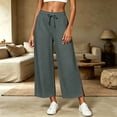 thumbnail image 5 of Hurxie Women's High Waist Pants Loose Cropped Palazzo Pants Casual Summer Beach Trouser Dark Gray,S, 5 of 8