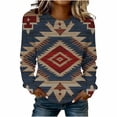 thumbnail image 3 of TaTaai Ladies Fashion Retro Western Print Round Neck Regular Shoulder Long Sleeve Sweatshirt Casual Loose Soft Top for Daily Streetwear Office Spring Winter Gift, 3 of 4