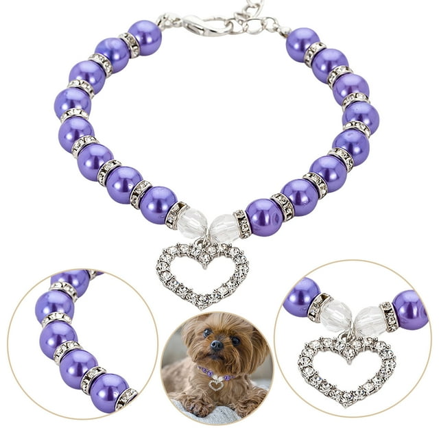 Elegant Adjustable Pet Collars with Pearls and Durable Chain for Dogs and Cats Fashionable and Comfortable Design for Everyday Use