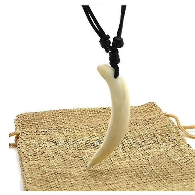 Men's real tooth pendant necklace boar tusk tribal amulet necklace for women