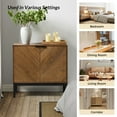 thumbnail image 5 of 2-door Storage Sideboards with Adjustable Shelf Metal Legs Oark Herribone Design Set of 2 Living Room Walnut, 5 of 9