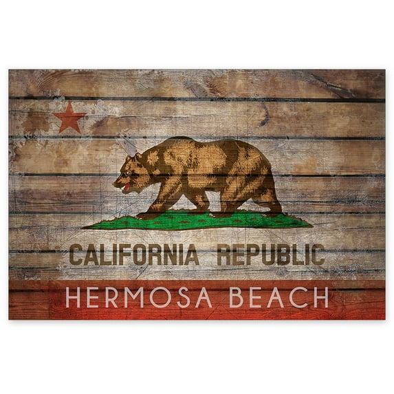 Awkward Styles Hermosa Beach Printed Picture Cali Flag Art Made in USA Artwork California Flag Decals for Room American Flag Poster Wall Decor Kitchen Bathroom Wall Design Ideas Bear Print Art