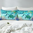 thumbnail image 3 of Sea Turtle Bed Sheets Set Coastal Sheet Set Twin,Nautical Sea Animal Sheets Jellyfish Flat Fitted Sheet Ocean Reptile Room Decor, 3 of 4
