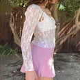 thumbnail image 4 of Basic Shirt for Women  Crop Lace Tops with V Neck and Long Sleeves, 4 of 9
