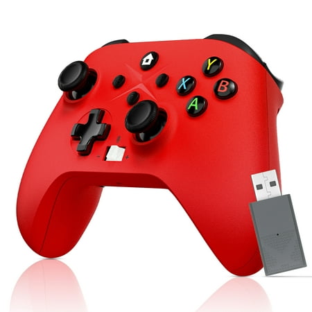 Xbox Controller Wireless for Xbox One, Xbox One S/X, Xbox Series X/S, PC Windows, 2.4GHz Adapter Wireless Gamepad Built-in 650mAh Rechargeable Battery, with Turbo Function and Adjustable Volume - Red