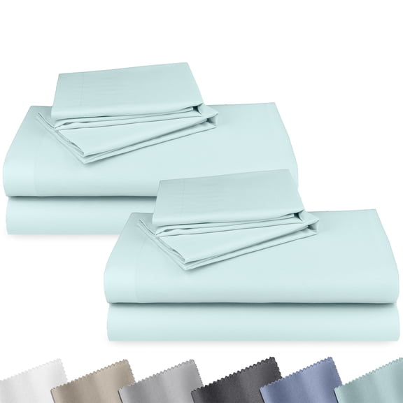 California Design Den Pack of 2 Queen Sheet Set - 100% Cotton Sateen Sheets, Soft & Breathable - Seafoam