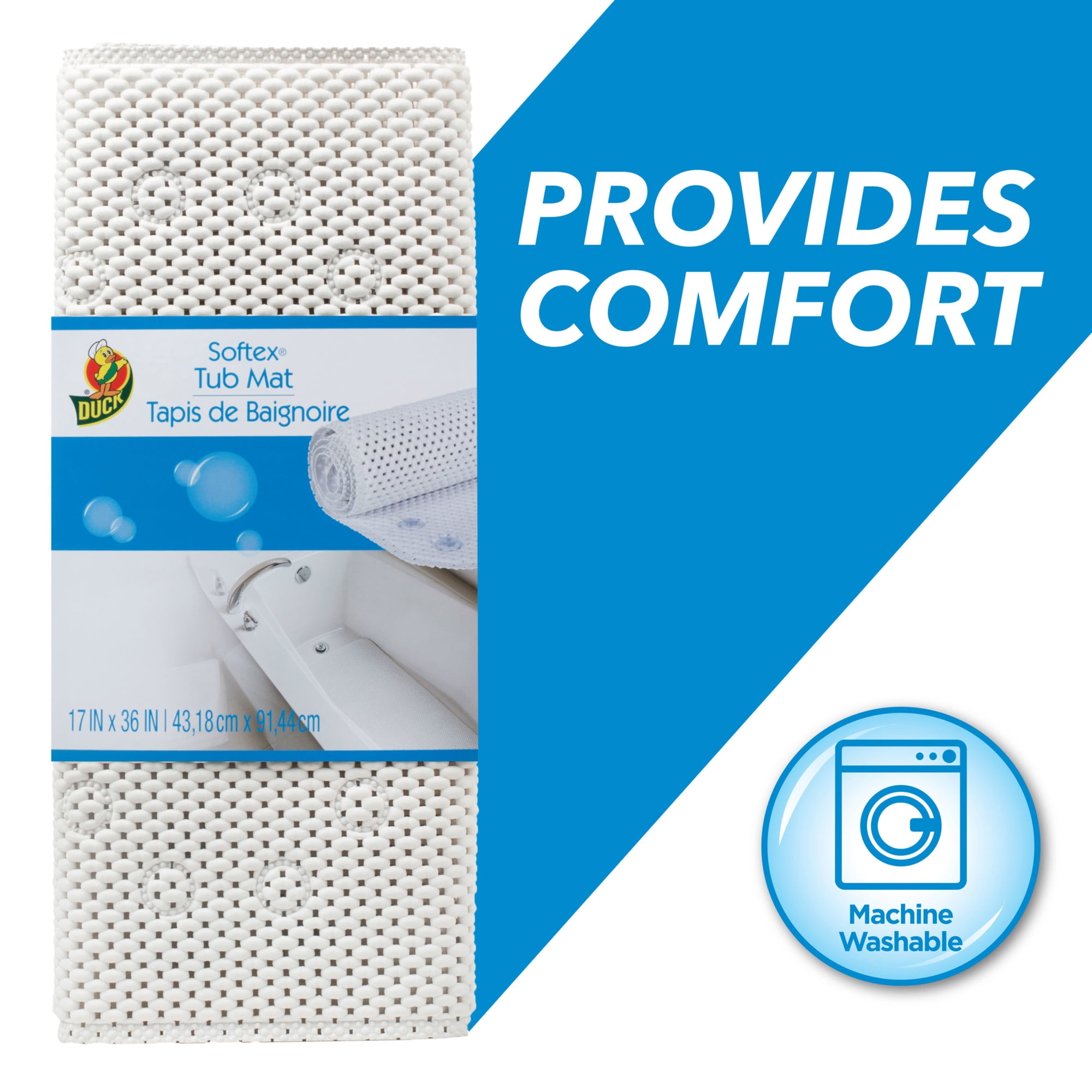 Duck Brand Softex White Cushioned Foam Bathtub Mat, 17 in. x 36 in.