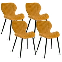 Modern Upholstered Dining Chair For Living Room with Metal Legs, Set of 4, Brown