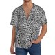 thumbnail image 1 of Balery Black Leopard Camisa Casual de Manga Corta con Botones para Hombre, Texturizada, Estilo Cubano, para Playa, Verano-3X-Large, 1 of 5