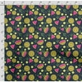 thumbnail image 4 of Soimoi Watercolor Fruit Printed, Cotton Satin Spandex, Sewing Fabric by The Yard 54 Inch Wide, Decorative Fabric for Dresses and Home Accents, Teal Blue, 4 of 5