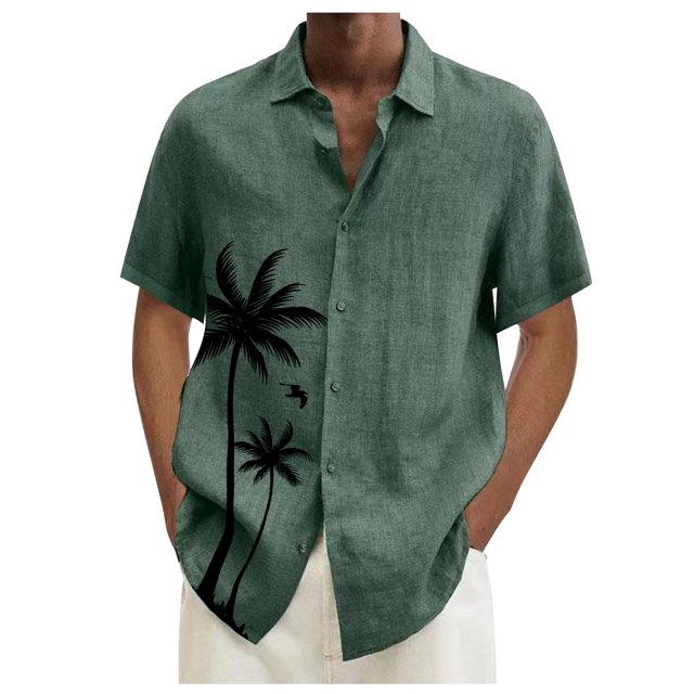 Designer Spring Summer Men's Casual Cotton Solid Color Short Sleeve Shirts Loose Shirts