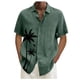 thumbnail image 1 of Designer Spring Summer Men's Casual Cotton Solid Color Short Sleeve Shirts Loose Shirts 3XL, 1 of 5