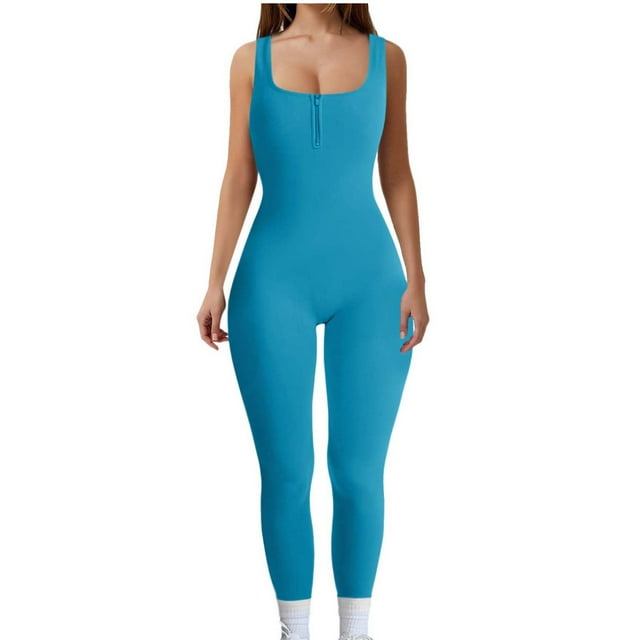 Spring And Fall Tight Waistband Sleeveless Neck Long Jumpsuit