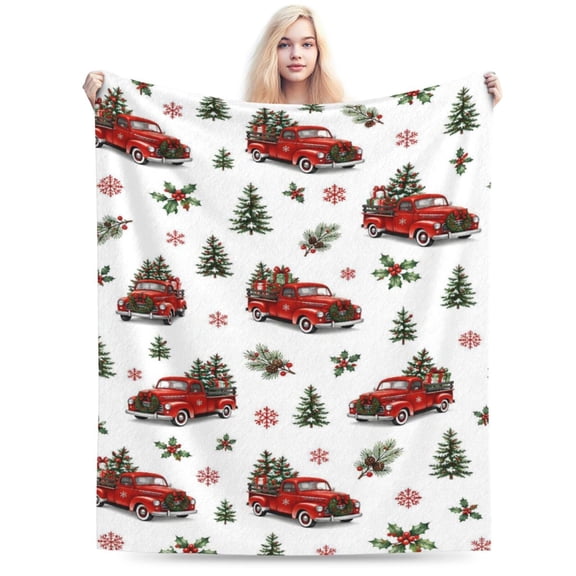 Christmas Holiday Throw Blanket Velvelty Soft, Durable Fleece Accent for Bed or Couch 50x40