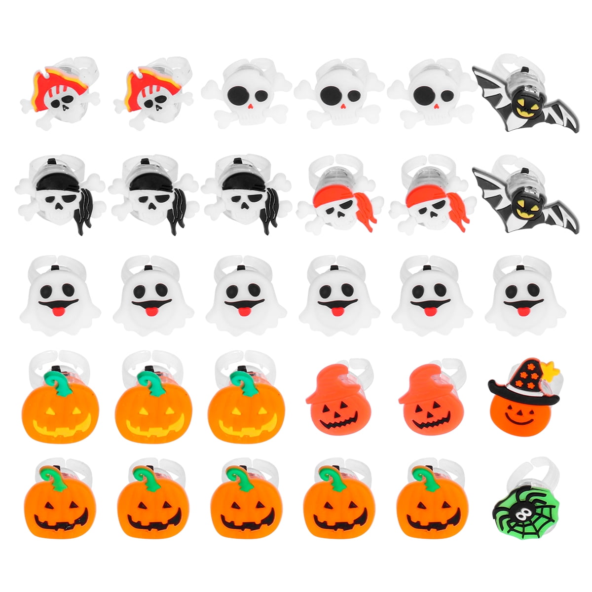 TOYMYTOY 30pcs Halloween LED Fingerrings Light Up Rings Toys Party Favors for Kids and Adults Random Style 