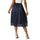 thumbnail image 3 of Falda midi plisada INSPIRE CHIC para mujer con cintura elástica, falda de acordeón casual XL azul marino, 3 of 6