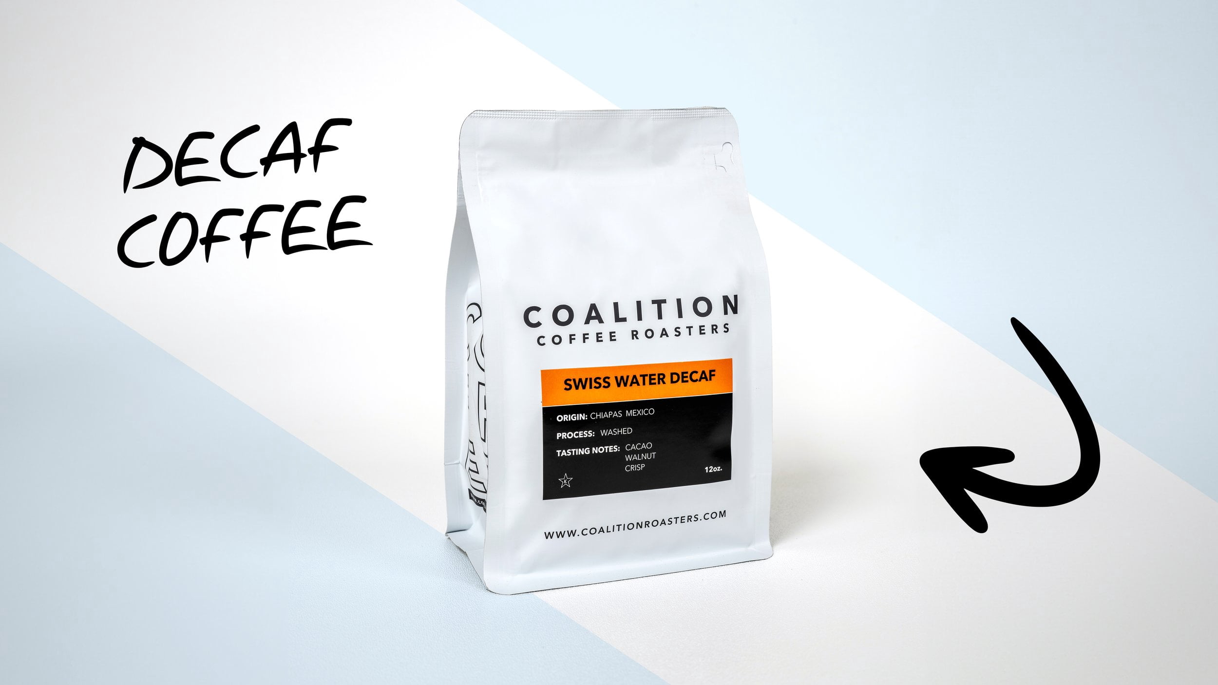 Coalition Coffee Roasters Swiss Water Decaf Whole Bean Coffee, Medium Roast, Cocoa, Walnut & Crisp Clean Finish, 12 oz – Mexican Single Origin