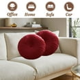 thumbnail image 4 of Velvet 18-Inch Round Throw Pillow for Home Decorative Couch, Red (Set of 2), 4 of 6