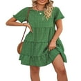 thumbnail image 3 of Women‘s Short Sleeve Swing Dress with Floral Tiered Pattern for Summer, 3 of 7