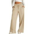 thumbnail image 2 of Women's Solid Color Lacing Wide Leg Casual Pants Summer Leisure Fashion, 2 of 5