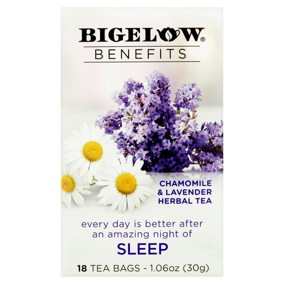 Bigelow Benefits Chamomile & Lavender Herbal Tea, 18 count, 1.06 oz, 6 pack